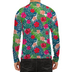 Colorful Hawaii Floral Pattern Print Men's Long Sleeve Rash Guard