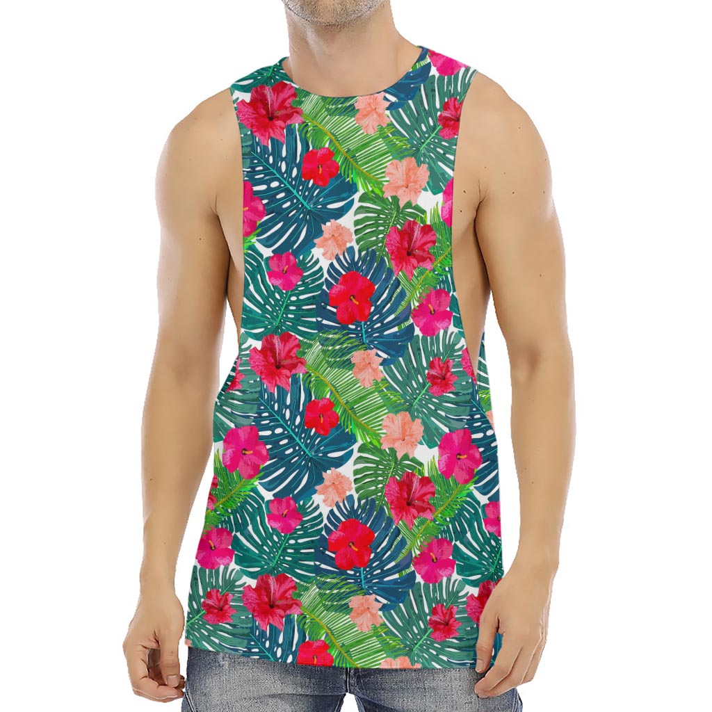 Colorful Hawaii Floral Pattern Print Men's Muscle Tank Top