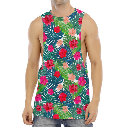 Colorful Hawaii Floral Pattern Print Men's Muscle Tank Top