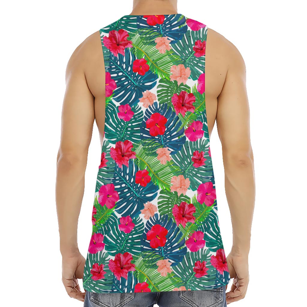 Colorful Hawaii Floral Pattern Print Men's Muscle Tank Top