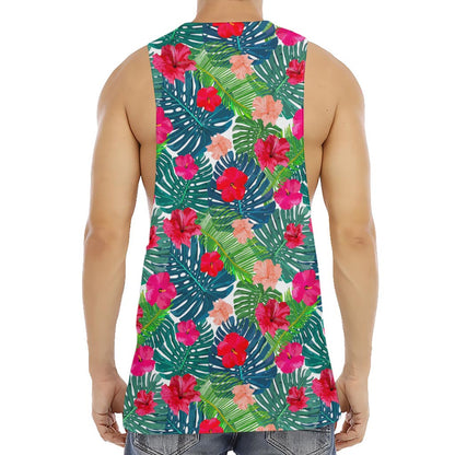 Colorful Hawaii Floral Pattern Print Men's Muscle Tank Top