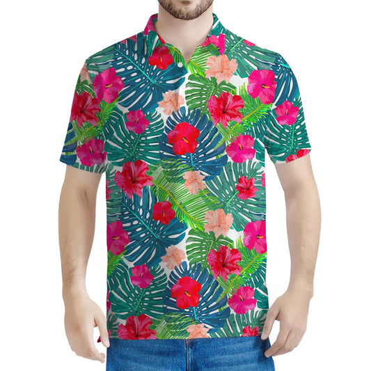Colorful Hawaii Floral Pattern Print Men's Polo Shirt
