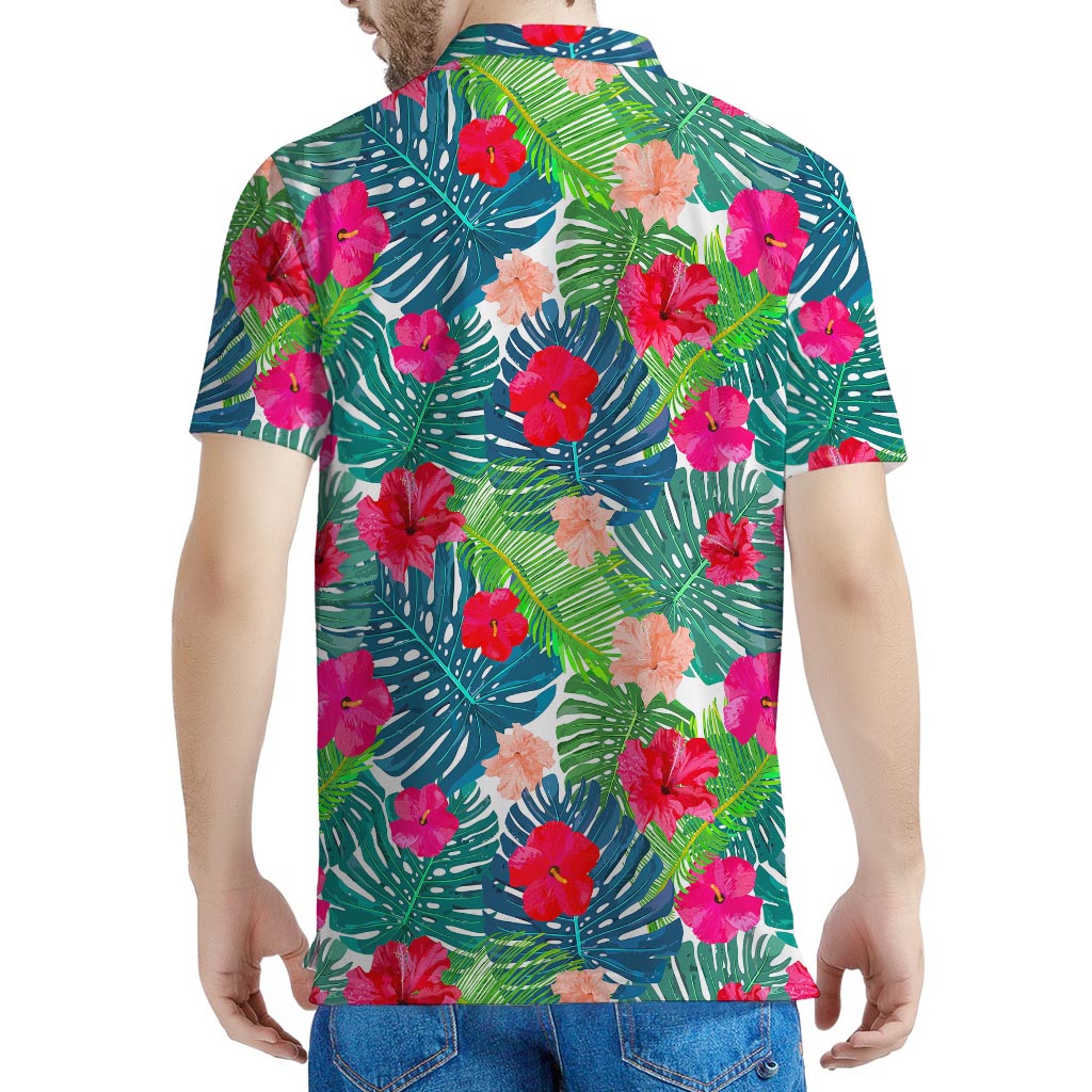 Colorful Hawaii Floral Pattern Print Men's Polo Shirt