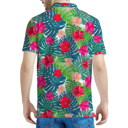 Colorful Hawaii Floral Pattern Print Men's Polo Shirt