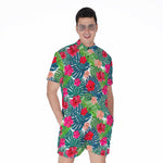 Colorful Hawaii Floral Pattern Print Men's Rompers