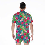 Colorful Hawaii Floral Pattern Print Men's Rompers