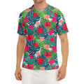 Colorful Hawaii Floral Pattern Print Men's Short Sleeve Rash Guard