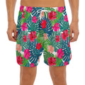 Colorful Hawaii Floral Pattern Print Men's Split Running Shorts