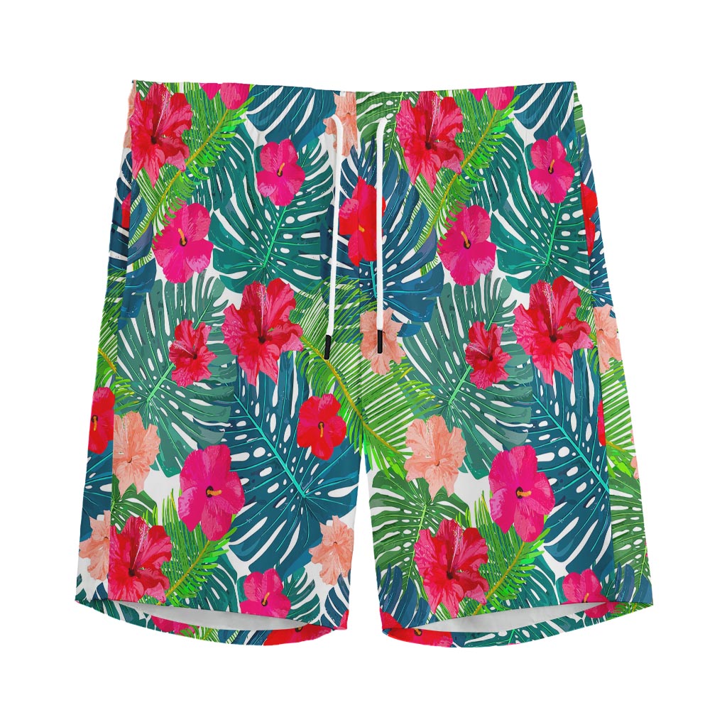 Colorful Hawaii Floral Pattern Print Men's Sports Shorts