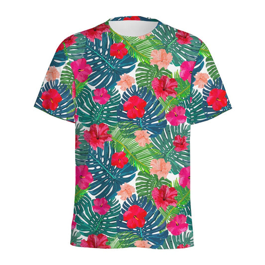 Colorful Hawaii Floral Pattern Print Men's Sports T-Shirt