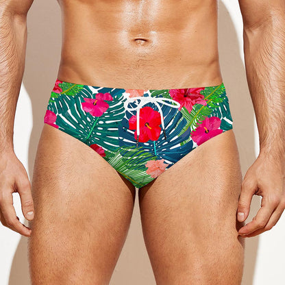Colorful Hawaii Floral Pattern Print Men's Swim Briefs