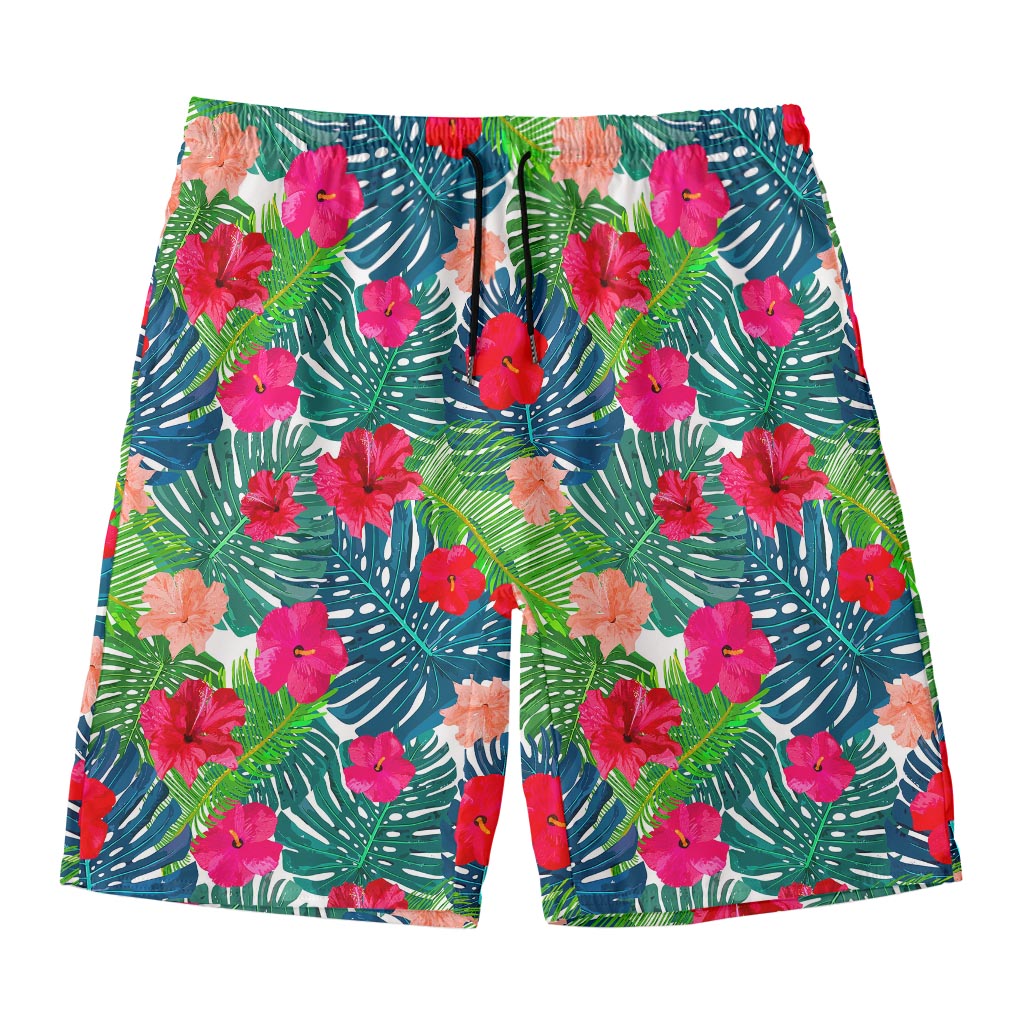 Colorful Hawaii Floral Pattern Print Men's Swim Trunks