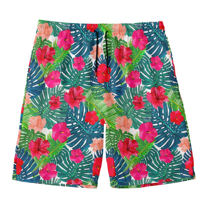 Colorful Hawaii Floral Pattern Print Men's Swim Trunks