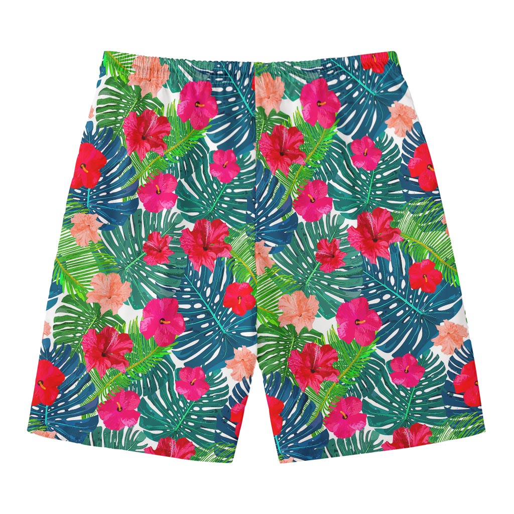 Colorful Hawaii Floral Pattern Print Men's Swim Trunks