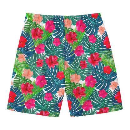 Colorful Hawaii Floral Pattern Print Men's Swim Trunks