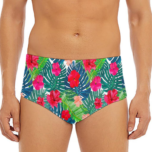 Colorful Hawaii Floral Pattern Print Men's Triangle Swim Briefs