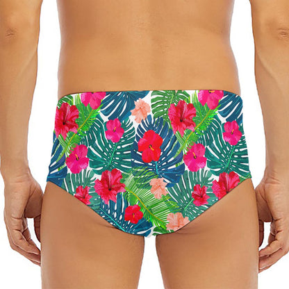Colorful Hawaii Floral Pattern Print Men's Triangle Swim Briefs