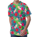 Colorful Hawaii Floral Pattern Print Men's Velvet T-Shirt