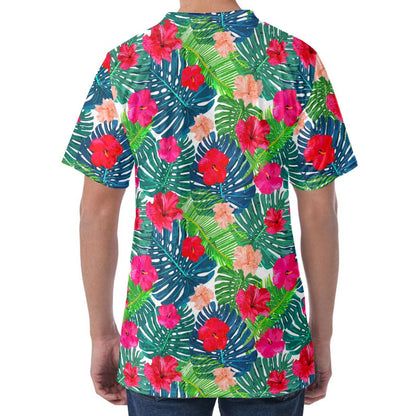 Colorful Hawaii Floral Pattern Print Men's Velvet T-Shirt
