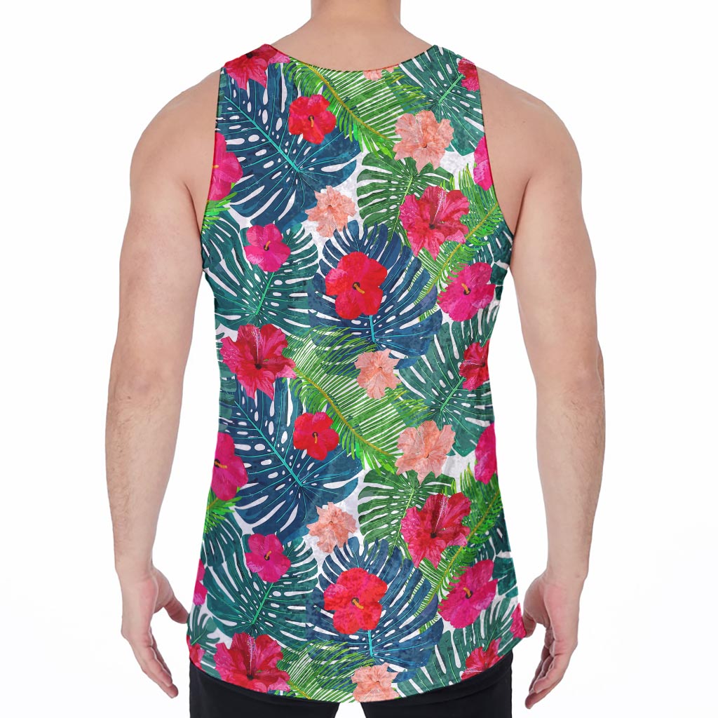Colorful Hawaii Floral Pattern Print Men's Velvet Tank Top