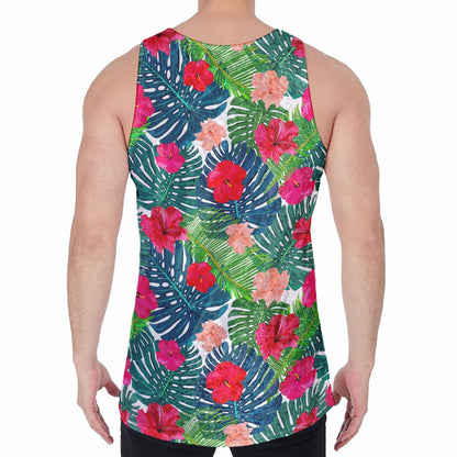 Colorful Hawaii Floral Pattern Print Men's Velvet Tank Top