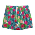 Colorful Hawaii Floral Pattern Print Mesh Shorts
