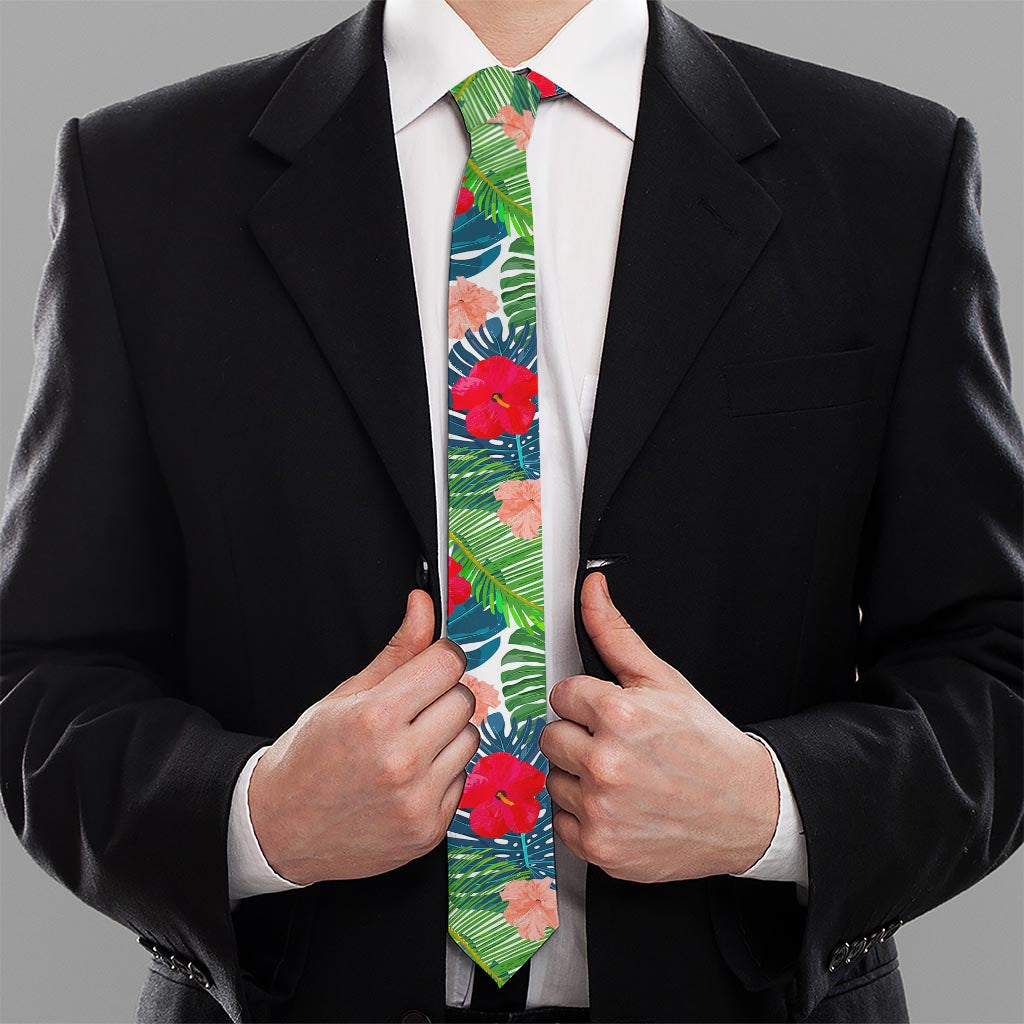 Colorful Hawaii Floral Pattern Print Necktie