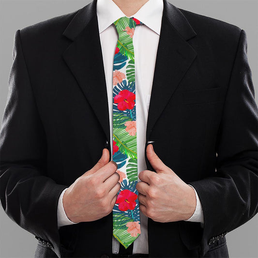 Colorful Hawaii Floral Pattern Print Necktie
