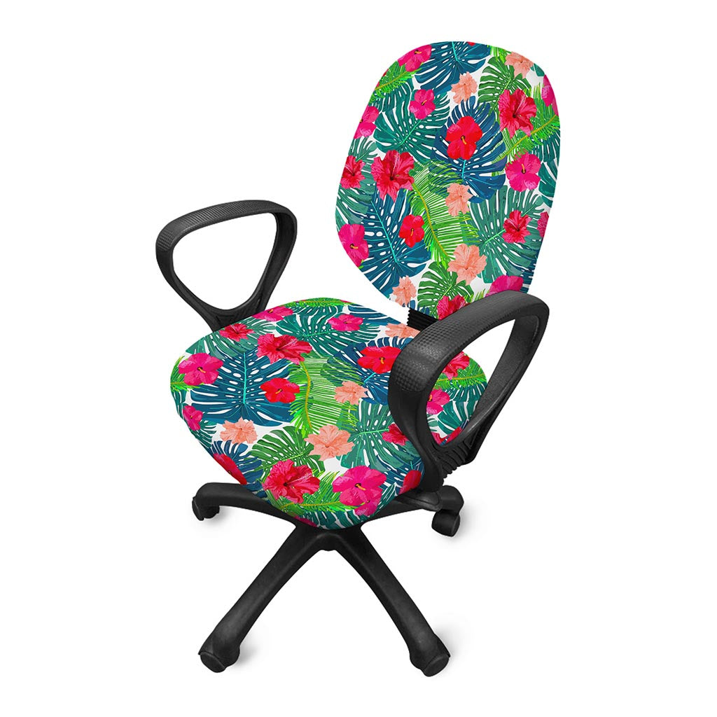 Colorful Hawaii Floral Pattern Print Office Chair Cover