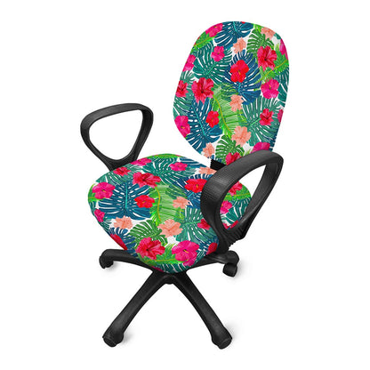 Colorful Hawaii Floral Pattern Print Office Chair Cover