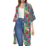 Colorful Hawaii Floral Pattern Print Open Front Beach Cover Up