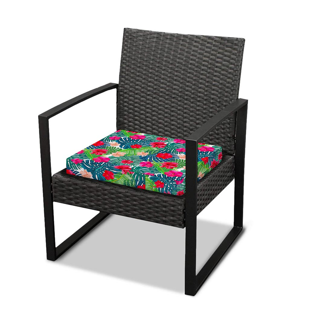 Colorful Hawaii Floral Pattern Print Outdoor Seat Cushion Cover