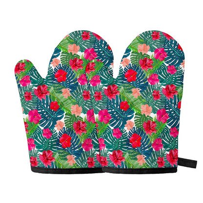 Colorful Hawaii Floral Pattern Print Oven Mitts