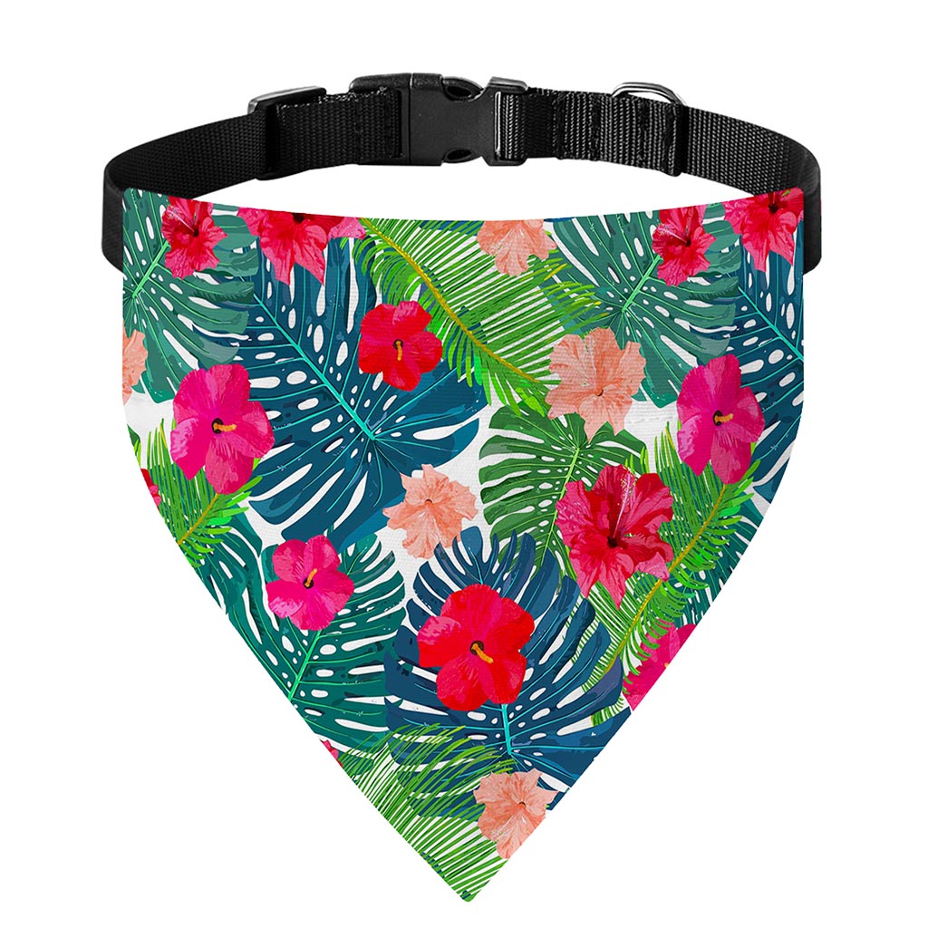 Colorful Hawaii Floral Pattern Print Over The Collar Dog Bandana