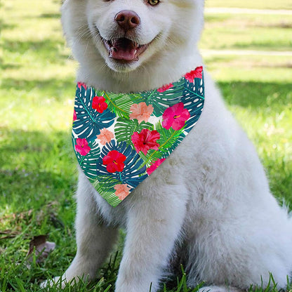 Colorful Hawaii Floral Pattern Print Over The Collar Dog Bandana