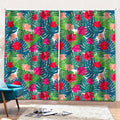 Colorful Hawaii Floral Pattern Print Pencil Pleat Curtains