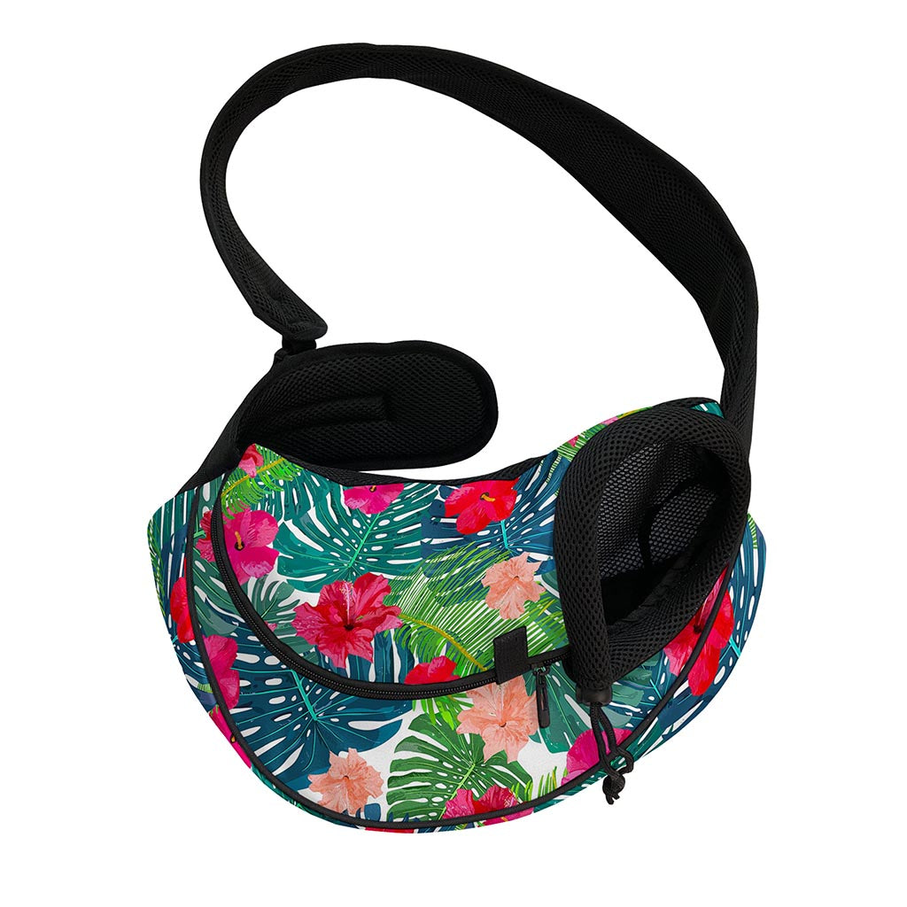 Colorful Hawaii Floral Pattern Print Pet Sling Carrier