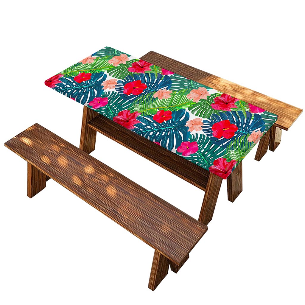 Colorful Hawaii Floral Pattern Print Picnic Table Cover