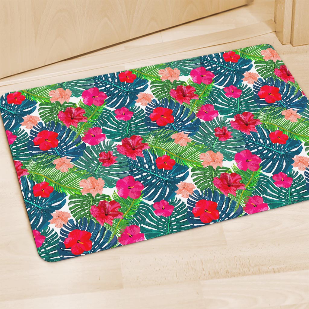 Colorful Hawaii Floral Pattern Print Polyester Doormat