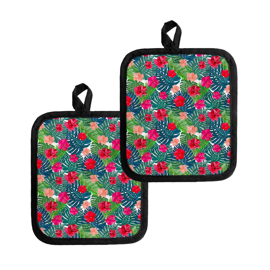Colorful Hawaii Floral Pattern Print Pot Holders
