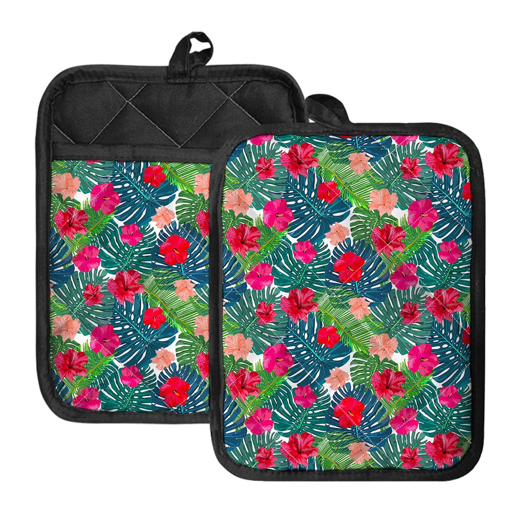 Colorful Hawaii Floral Pattern Print Pot Holders With Pocket