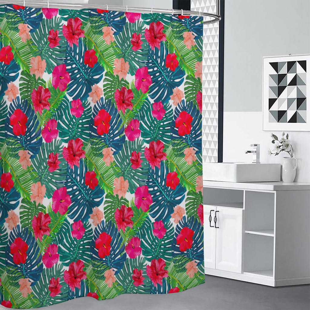 Colorful Hawaii Floral Pattern Print Premium Shower Curtain