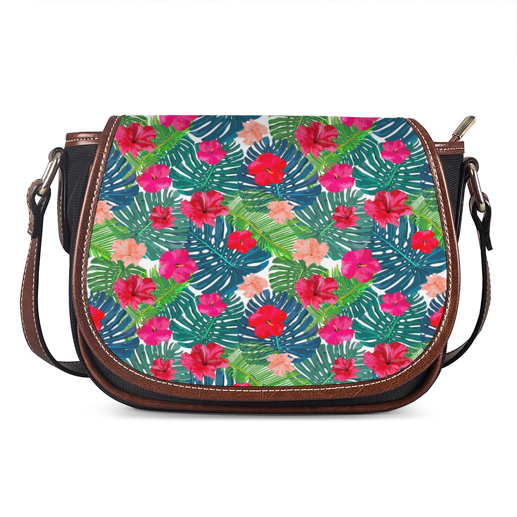 Colorful Hawaii Floral Pattern Print Saddle Bag