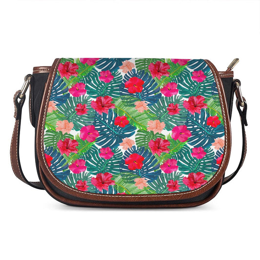 Colorful Hawaii Floral Pattern Print Saddle Bag