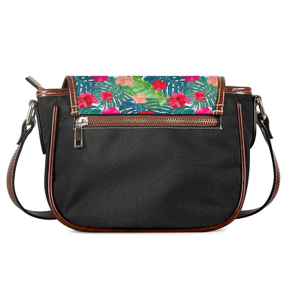 Colorful Hawaii Floral Pattern Print Saddle Bag