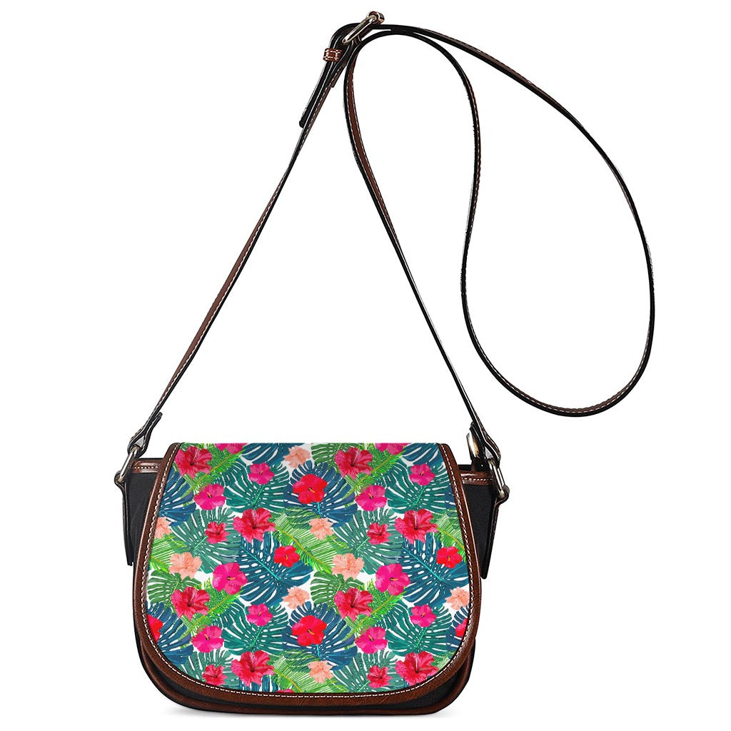 Colorful Hawaii Floral Pattern Print Saddle Bag