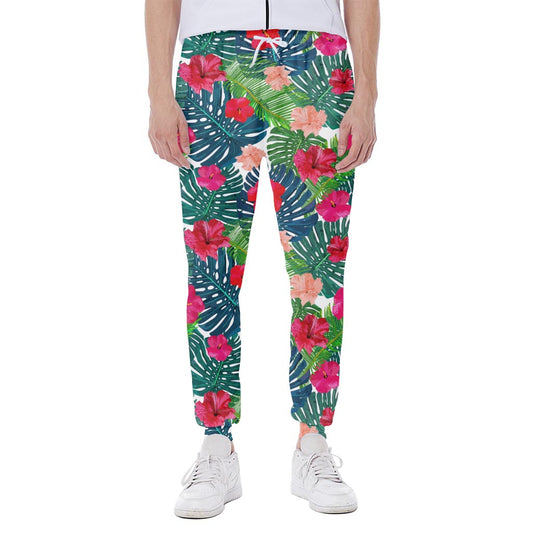 Colorful Hawaii Floral Pattern Print Scuba Joggers