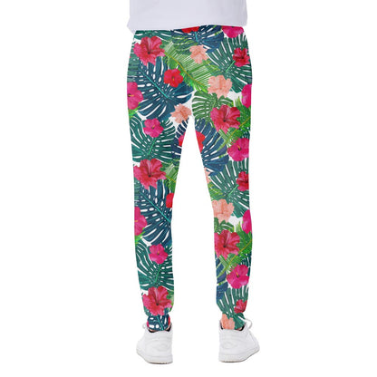 Colorful Hawaii Floral Pattern Print Scuba Joggers