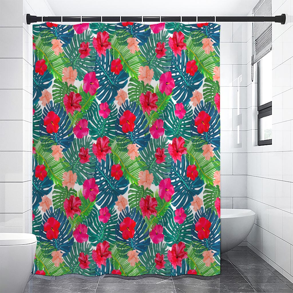 Colorful Hawaii Floral Pattern Print Shower Curtain