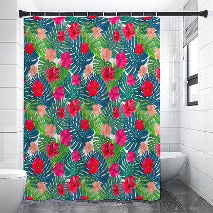 Colorful Hawaii Floral Pattern Print Shower Curtain